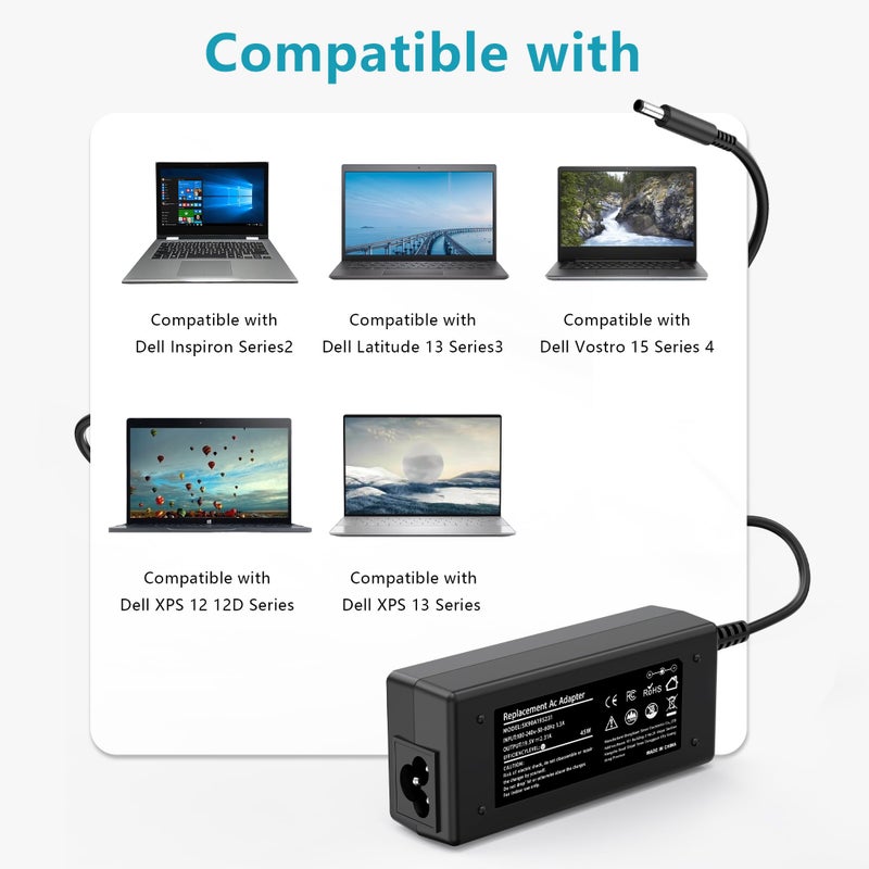 SLE-TECH 45W AC Adapter Charger Compatible with Dell Inspiron 15 3000 500015-3552 3555 3558 3565 3567 5551 5552 5555 5558 5559 5565 5567 5568 5578 7558 7568 7569 7579 - Image 2